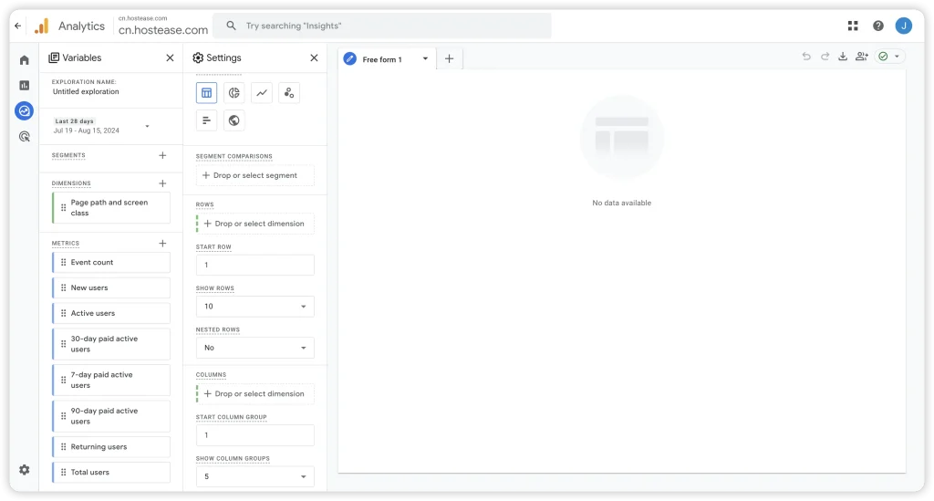 Select Dimensions and Metrics