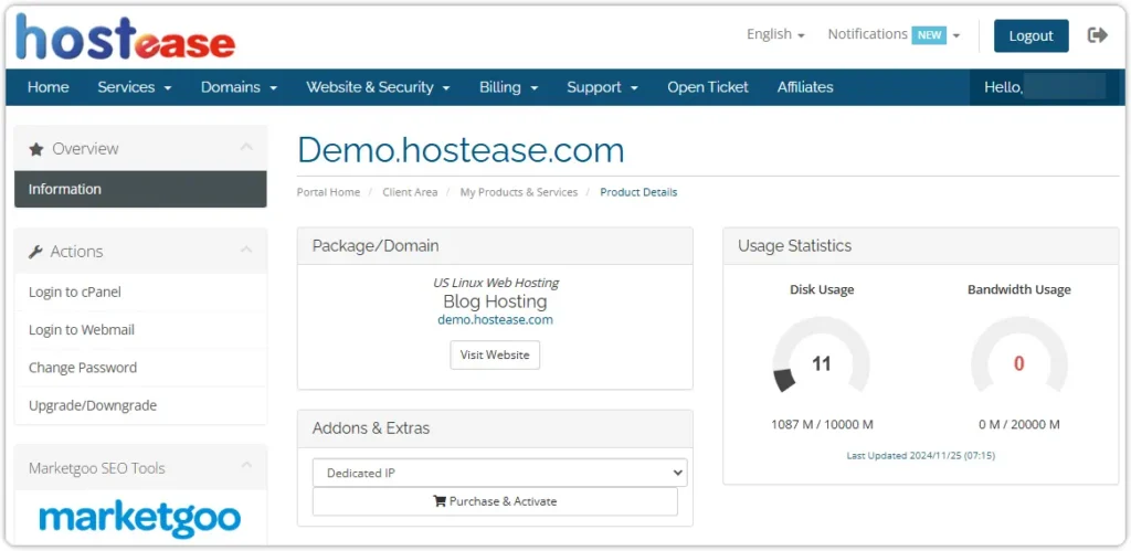Login to Control Panel