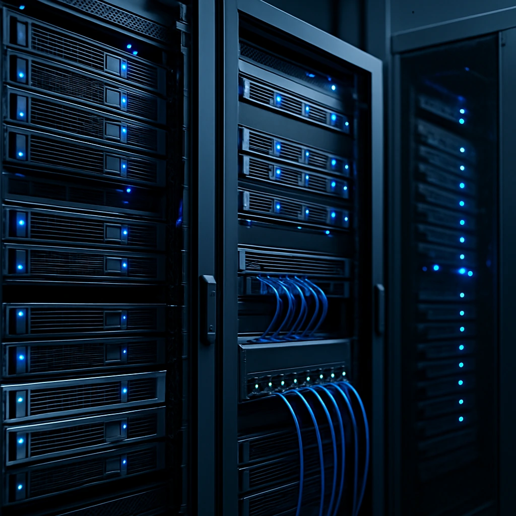 多IP服务器机柜展现网络接口与高性能设备