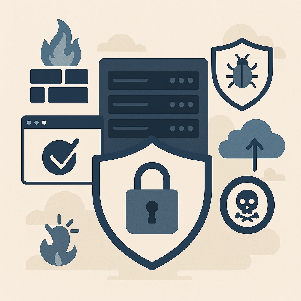 多层服务器被多个安全图标环绕