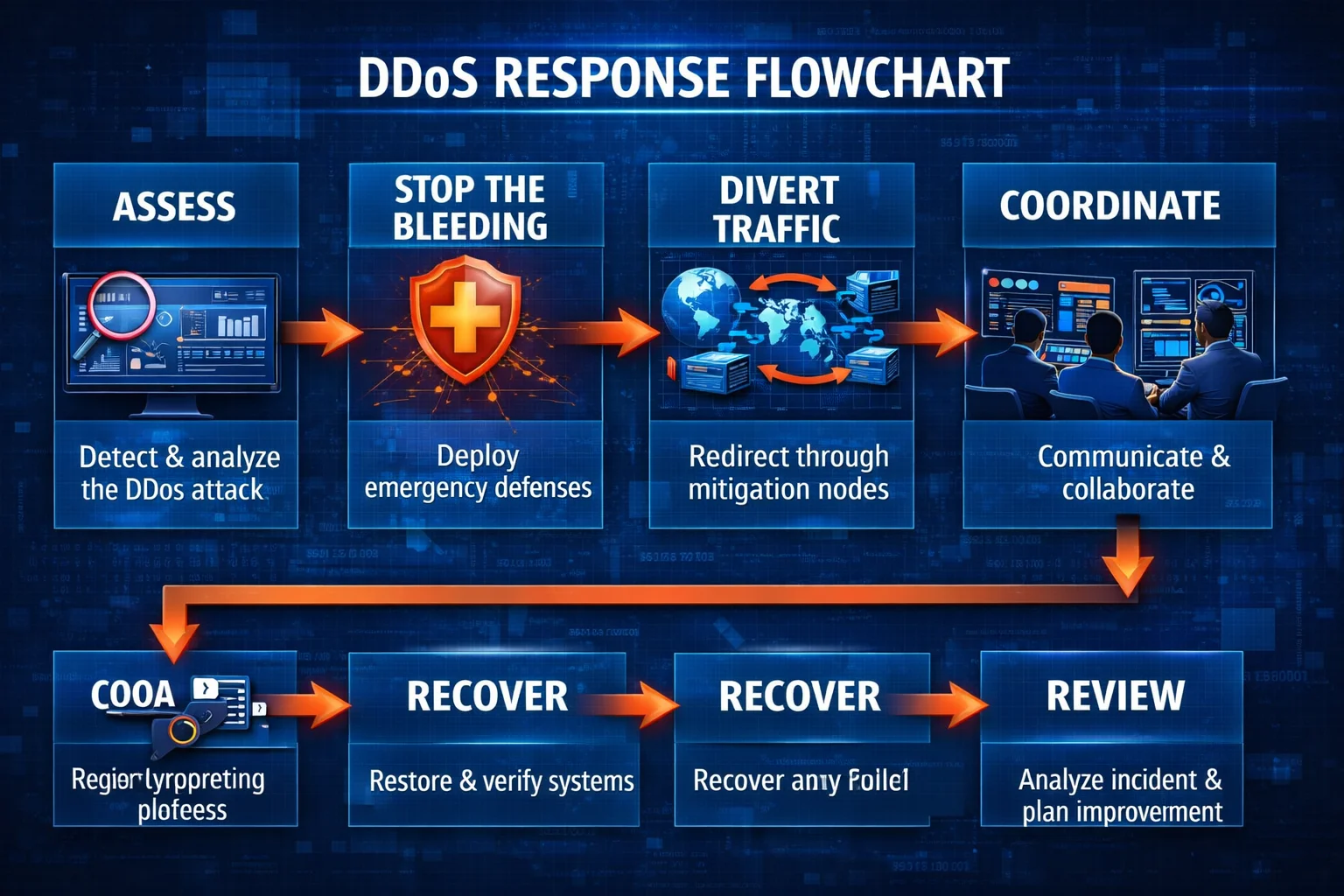 DDoS 六步响应流程图
