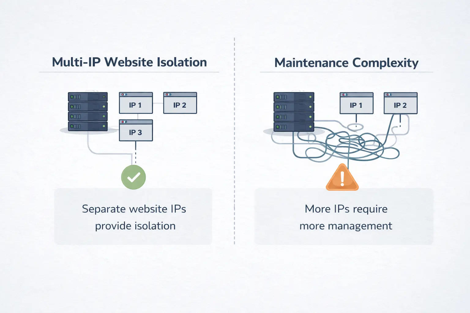 多 IP 管理增益与复杂度对比图