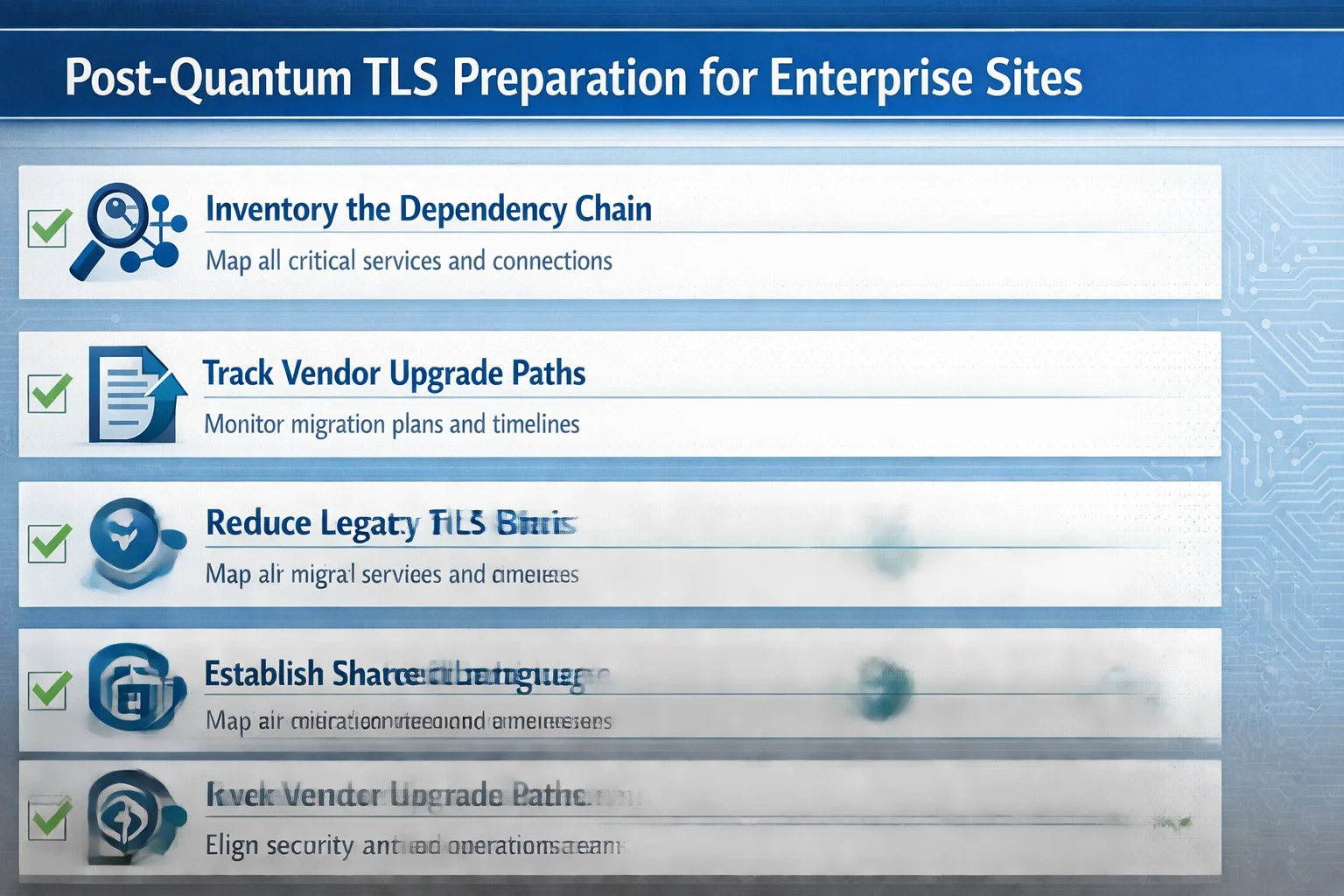 企业站后量子 TLS 准备清单信息图
