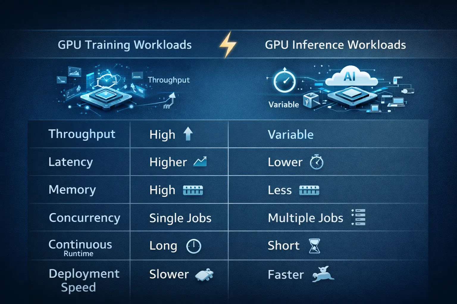 训练与推理资源差异信息图