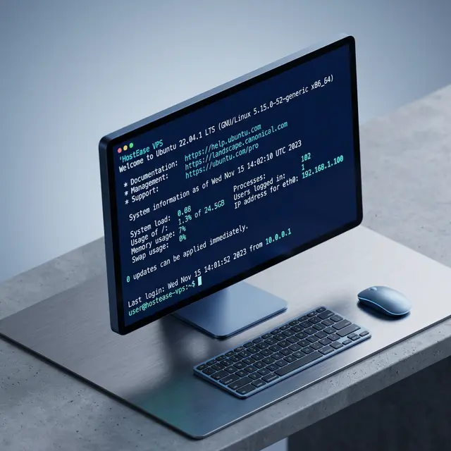 HostEase 美国 VPS 成功登录界面示例