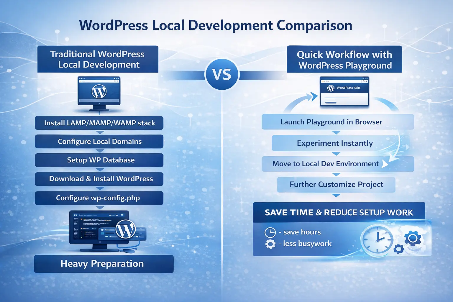 WordPress 测试效率对比流程图