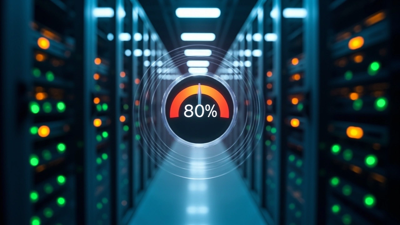 电商网站服务器 CPU 打满排查封面配图，展示服务器机房与 CPU 使用率监控