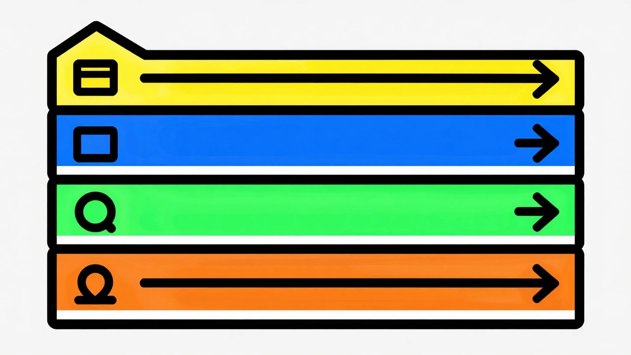 LEMP 技术栈架构图，展示 Linux、Nginx、MySQL、PHP 四层结构及数据流向