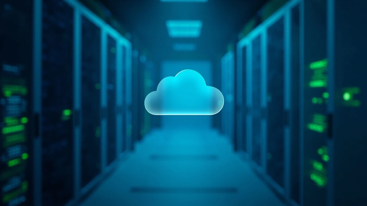 数据中心服务器机架与云虚拟化技术示意图