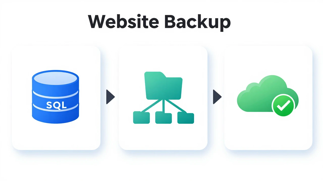 WordPress 迁移前备份流程示意图
