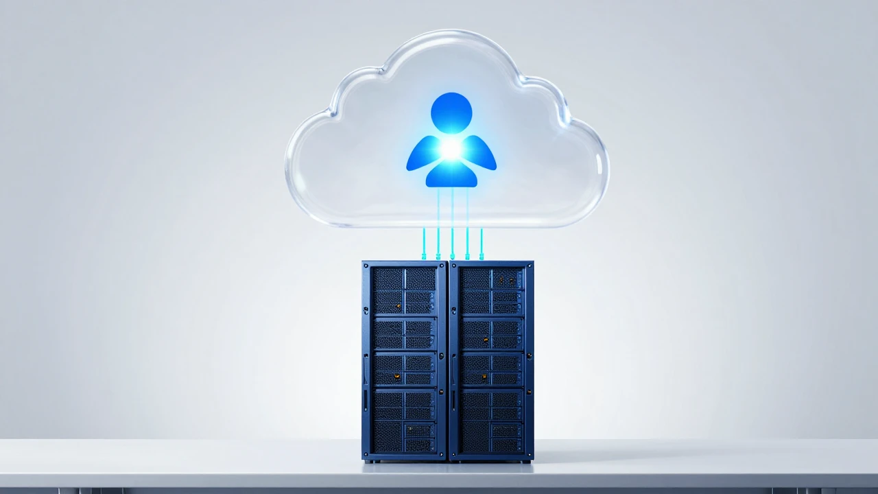 AI 助理作为智能节点连接 VPS 服务器进行自动配置的概念图