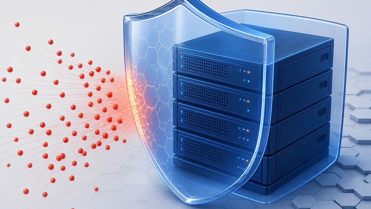 DDoS 攻击应急响应封面图，服务器被防护盾保护