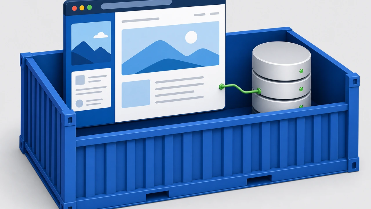 Docker 部署 WordPress 的容器化架构示意