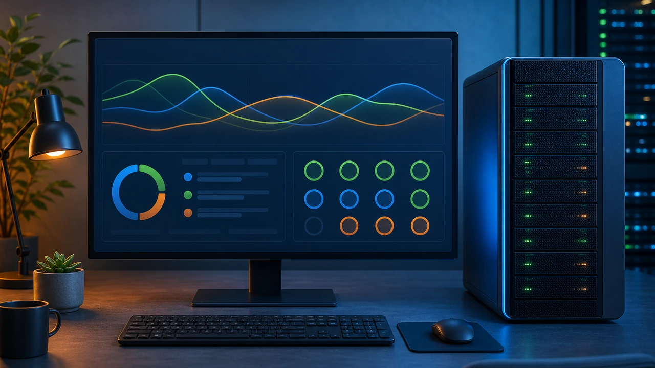 Grafana 面板中 CPU、磁盘与内存趋势示意