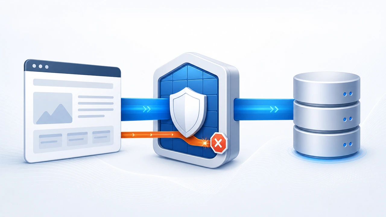 SQL 注入请求被 WAF 检查并分流的策略示意图