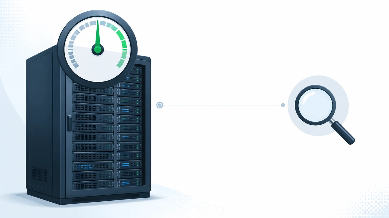 Netdata 实时监控部署封面，服务器机架与性能指标仪表盘示意图