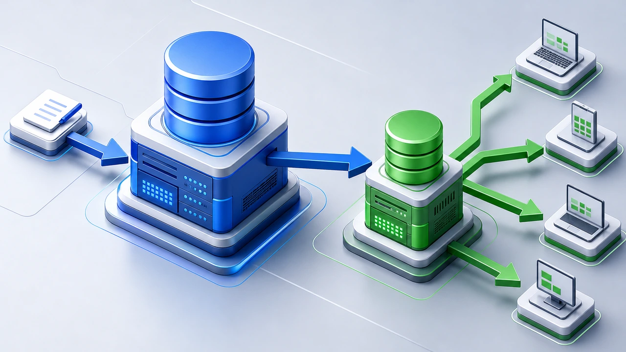 MySQL 主从复制搭建：主库写入、从库读取的读写分离架构示意图