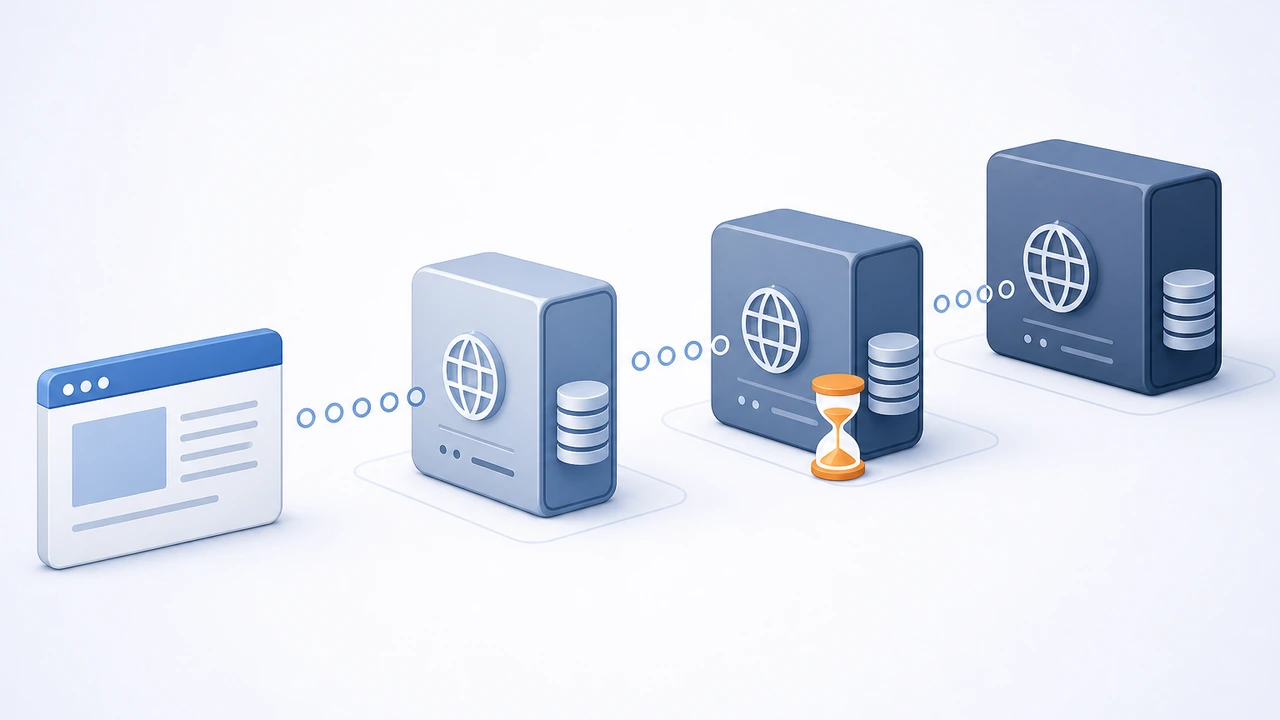 DNS 缓存分层示意：浏览器、本地解析、运营商与根服务器逐层缓存解析记录