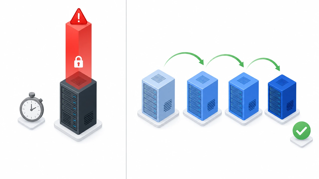 直接切换与 DNS 灰度切换的对比图
