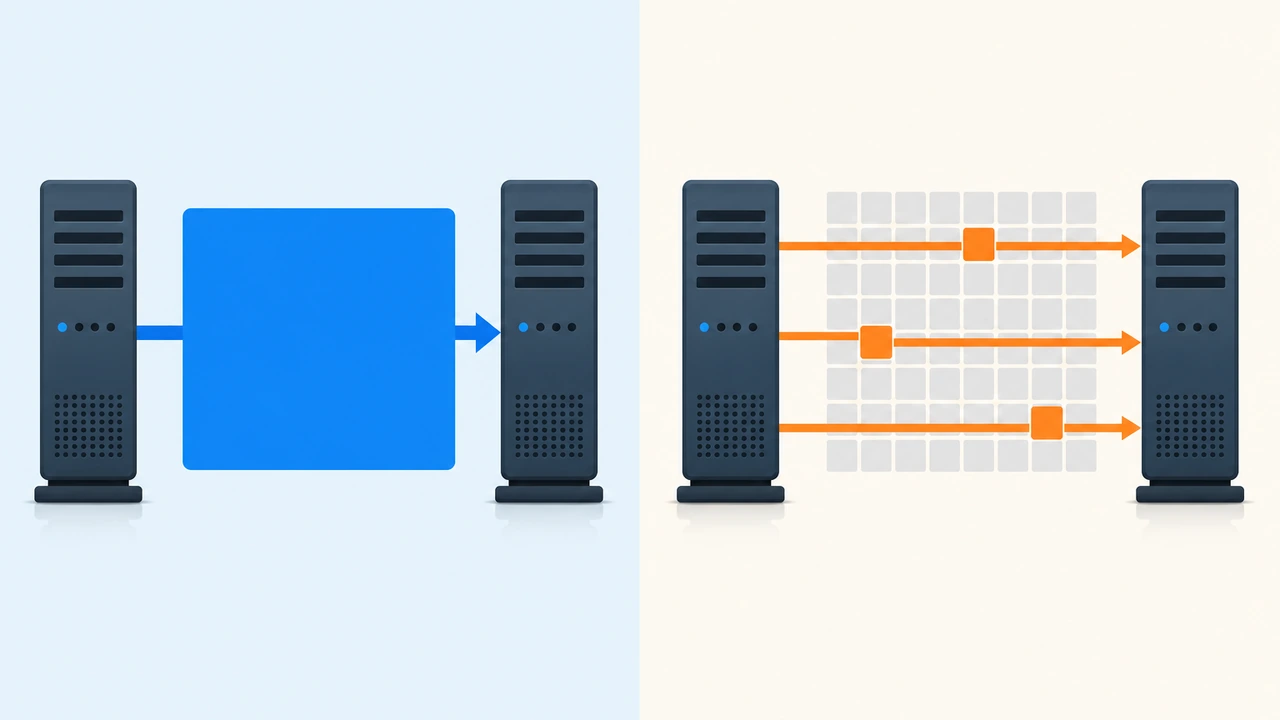 rsync 增量同步只传输差异块示意图