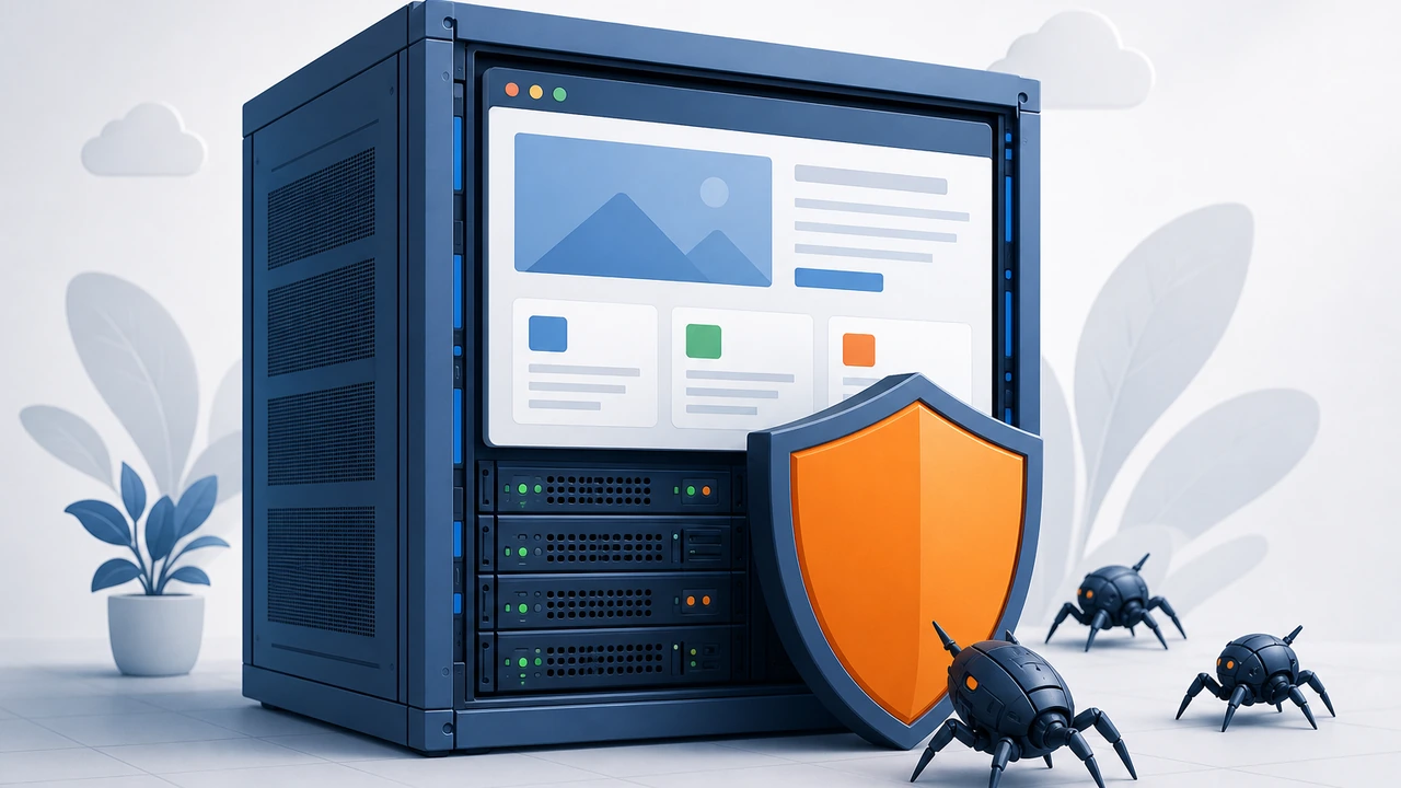 Nginx 屏蔽恶意爬虫:服务器与拦截盾牌示意图