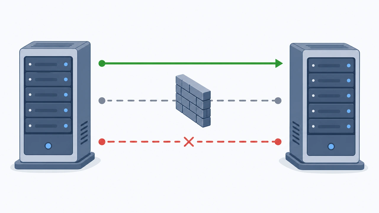 Prometheus 到 node_exporter 三种连接失败形态示意图