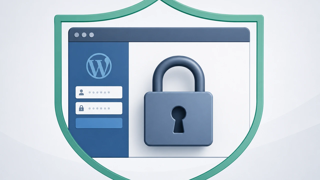 WordPress 登录加固：浏览器窗口中的登录页被盾牌与挂锁保护