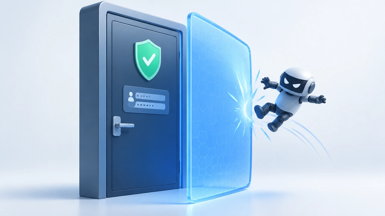 wp-login.php 暴力破解防护封面图：登录门与攻击脚本的对抗示意