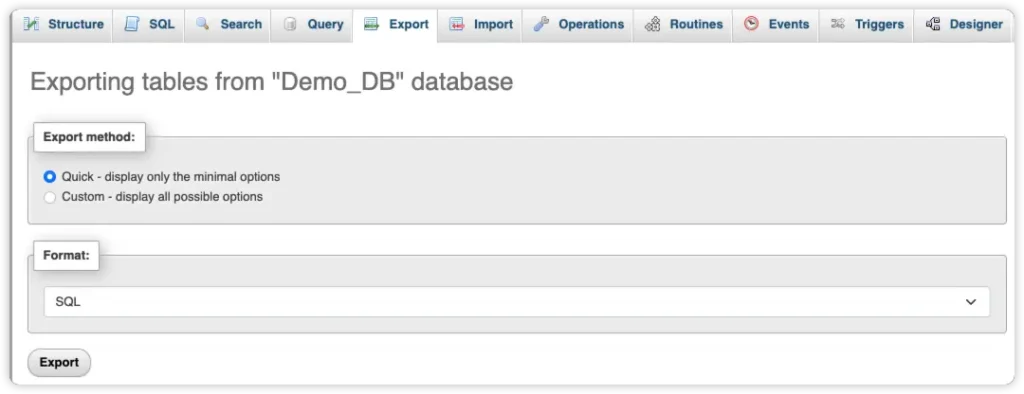 Export Databases